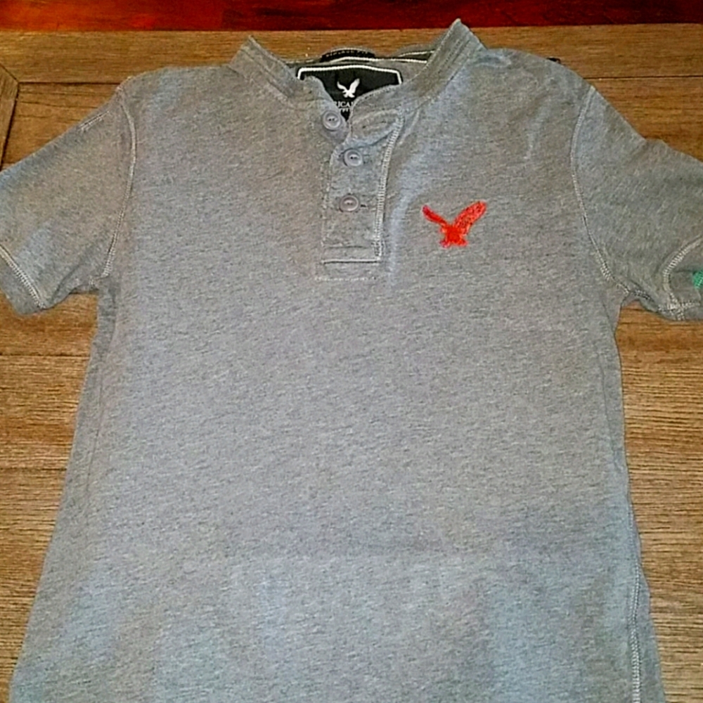 Boys Small American Eagle Gray Short Sleeve Shirt